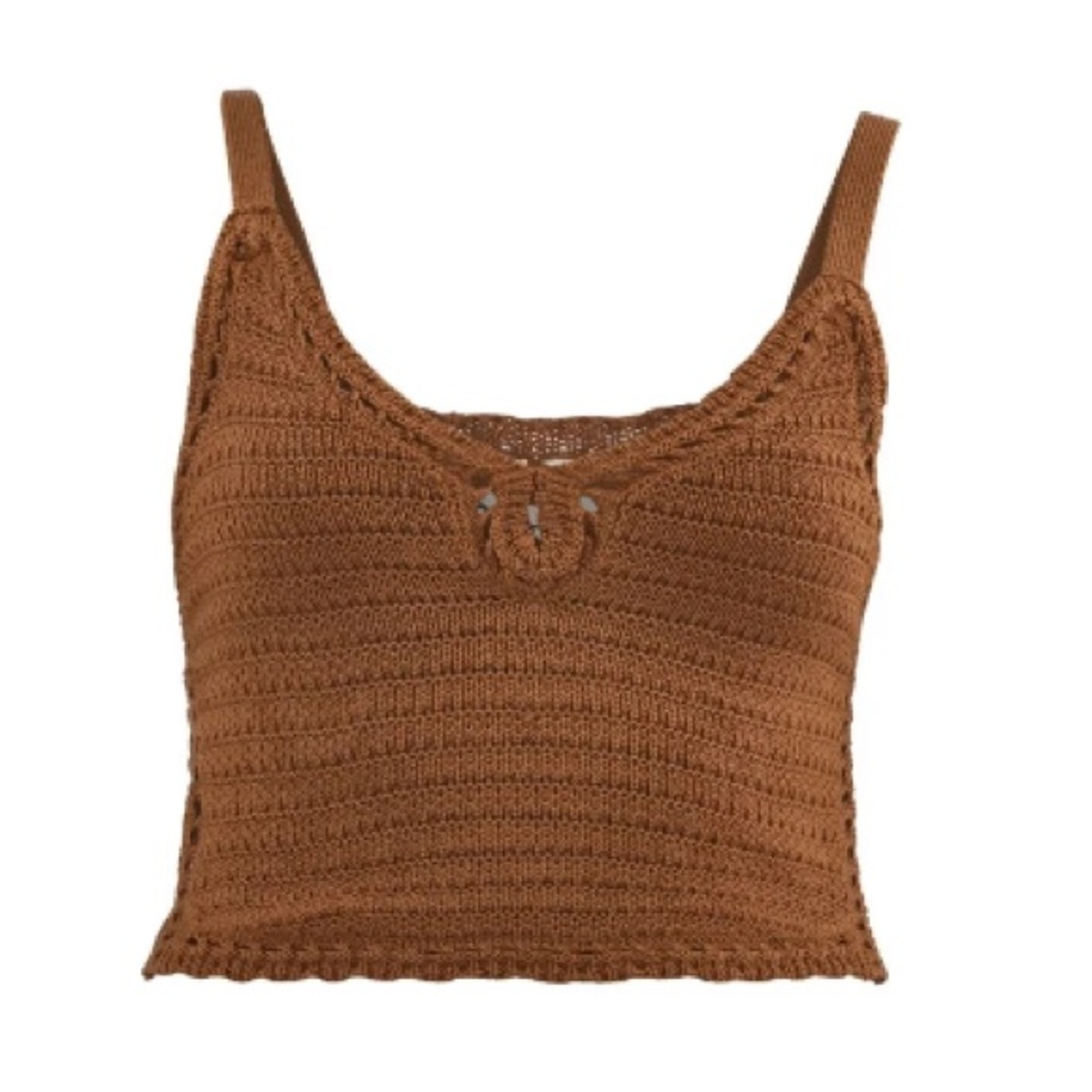 No Boundaries Womenās Crochet Sweater Cami with Keyhole